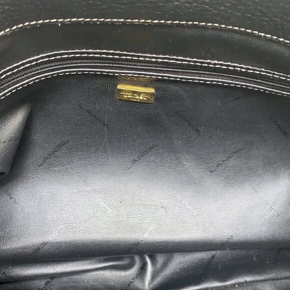 LANCEL Paris Bag Black Leather Made in Italy Clutch Designer Handbag - Picture 10 of 13